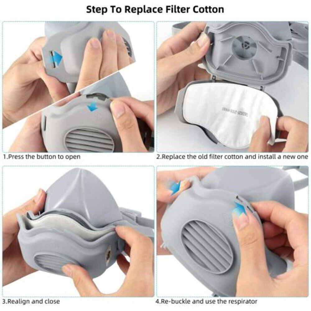 Safety Gas Mask Respirator Half Face For Painting Spraying Facepiece +20 Filters