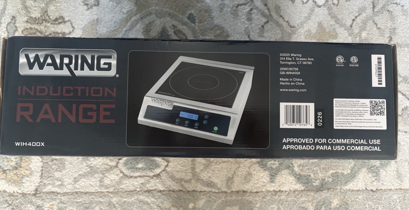 Waring WIH400X Commercial Induction Countertop Hot Plate, 1 Burner Electric