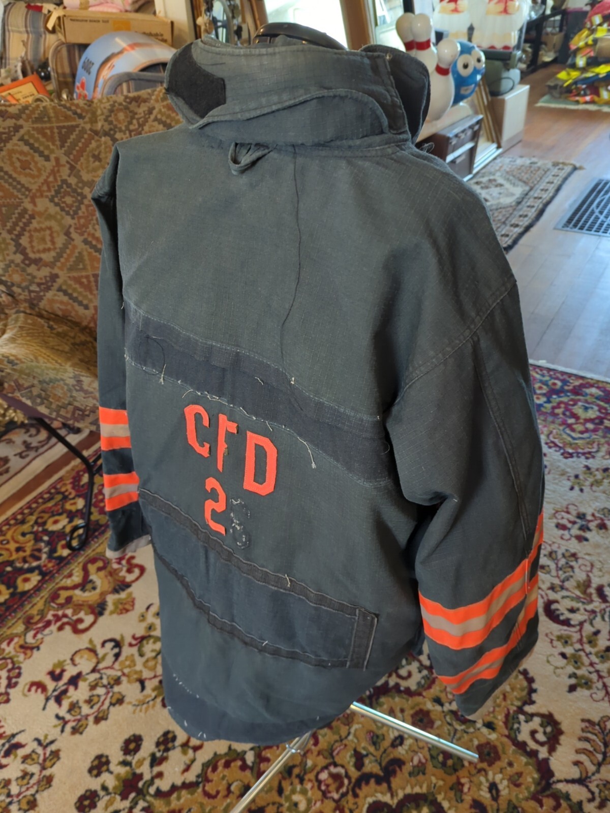 Vintage Retired Firefighter Turnout JACKET FIRE COAT USED 44 X 35 SHELL ONLY!!