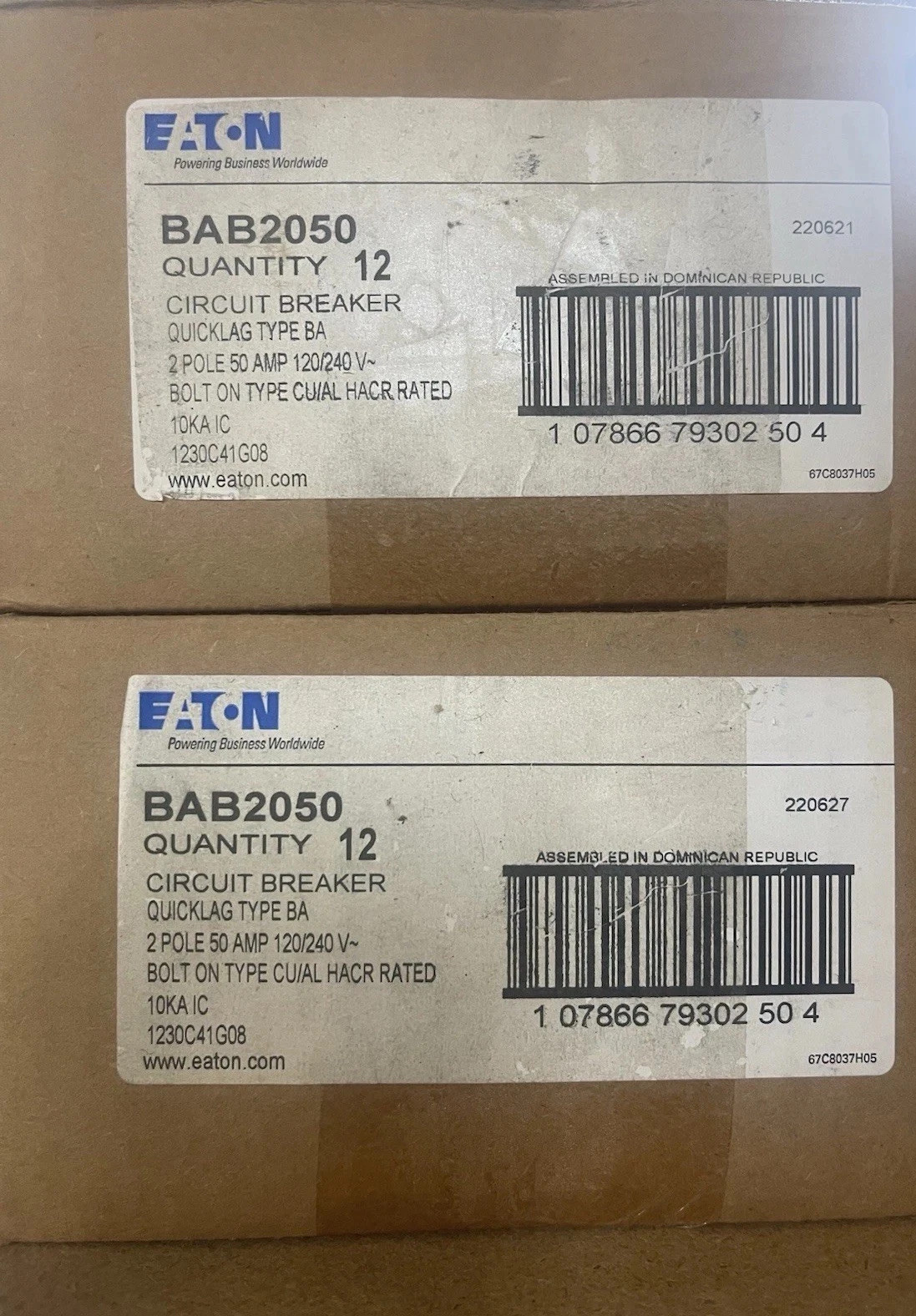NEW Eaton Cutler-Hammer BAB2050 Circuit Breaker, 2-Pole 50A 240V New
