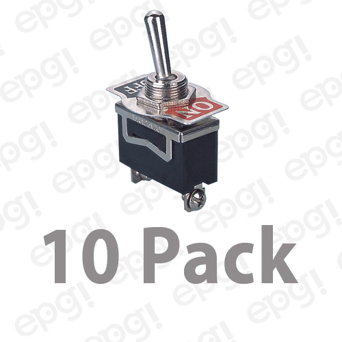 10 PACK – SPST (ON/OFF) MEDIUM DUTY TOGGLE SWITCH 10AMPS – 125VAC # ST90-10PK