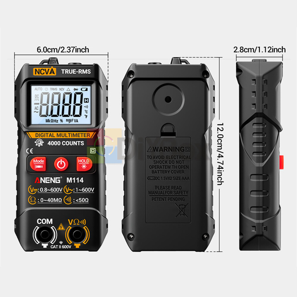 ANENG M114 M115 Automatic Voltmeter AC/DC Ohm NCV Digital Multimeter 4000 Counts