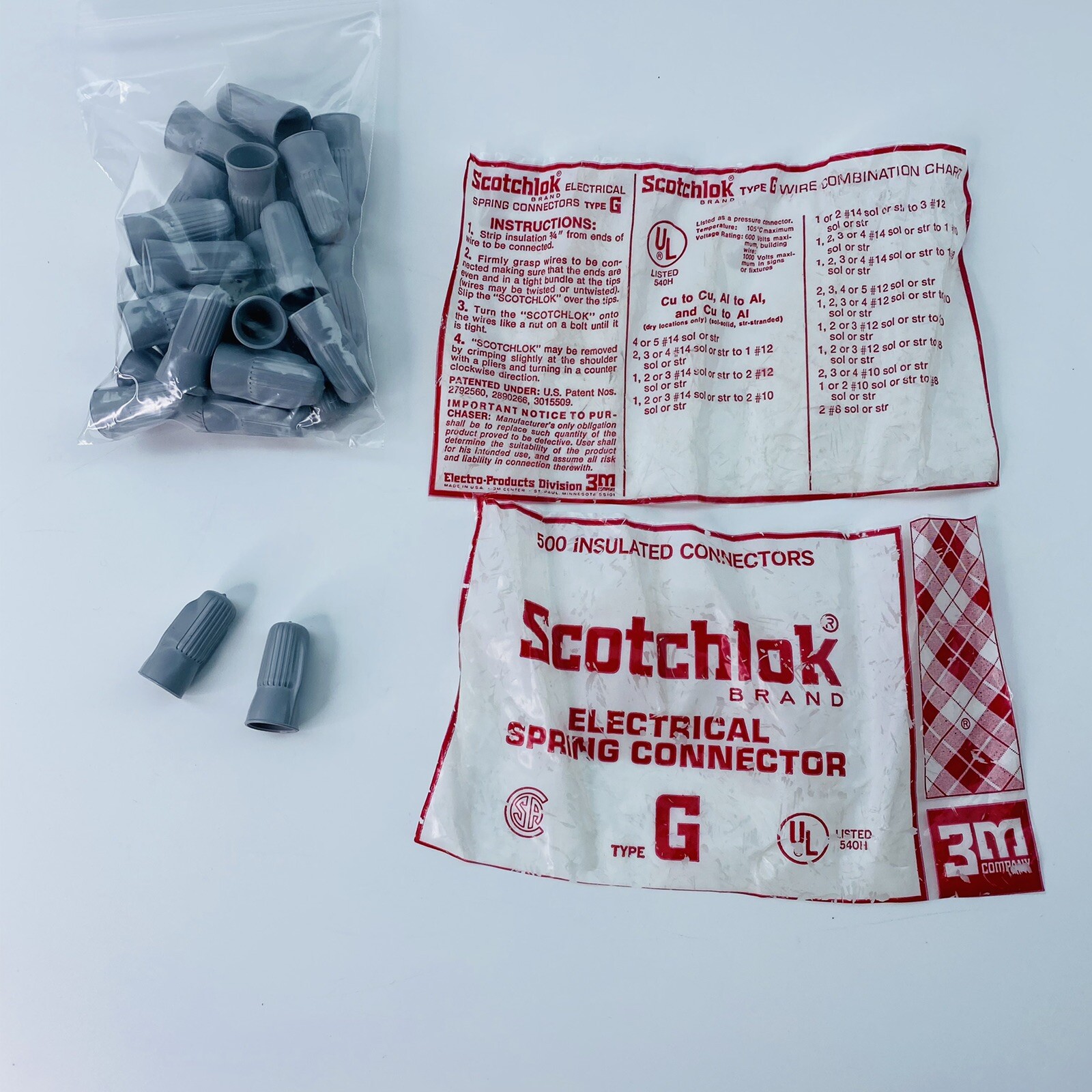 Lot/25 3M G Scotchlok Electrical Spring Connector Twist-On Wing NOS