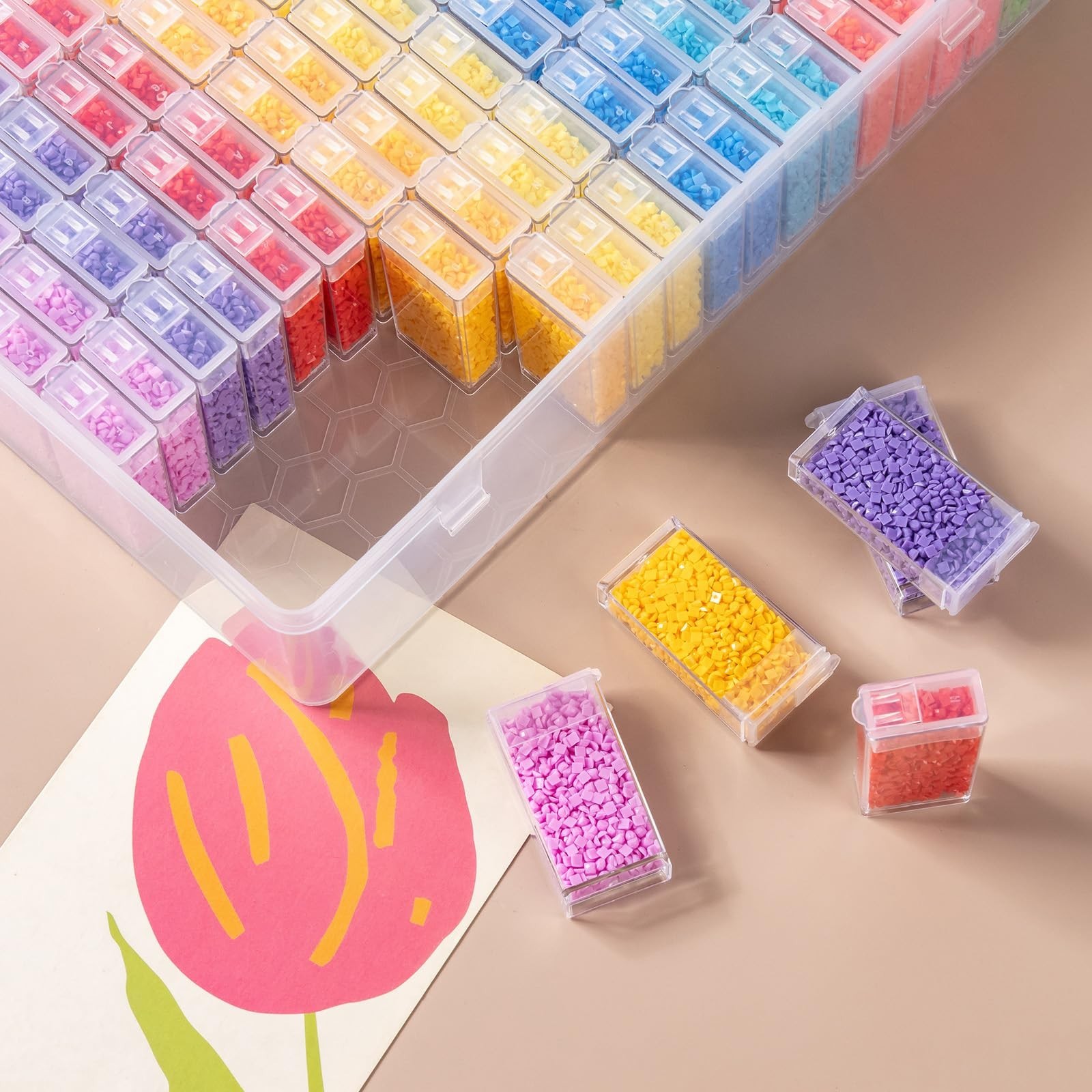 Diamond Painting Storage Containers with Lids – 120PCS Portable Transparent P…