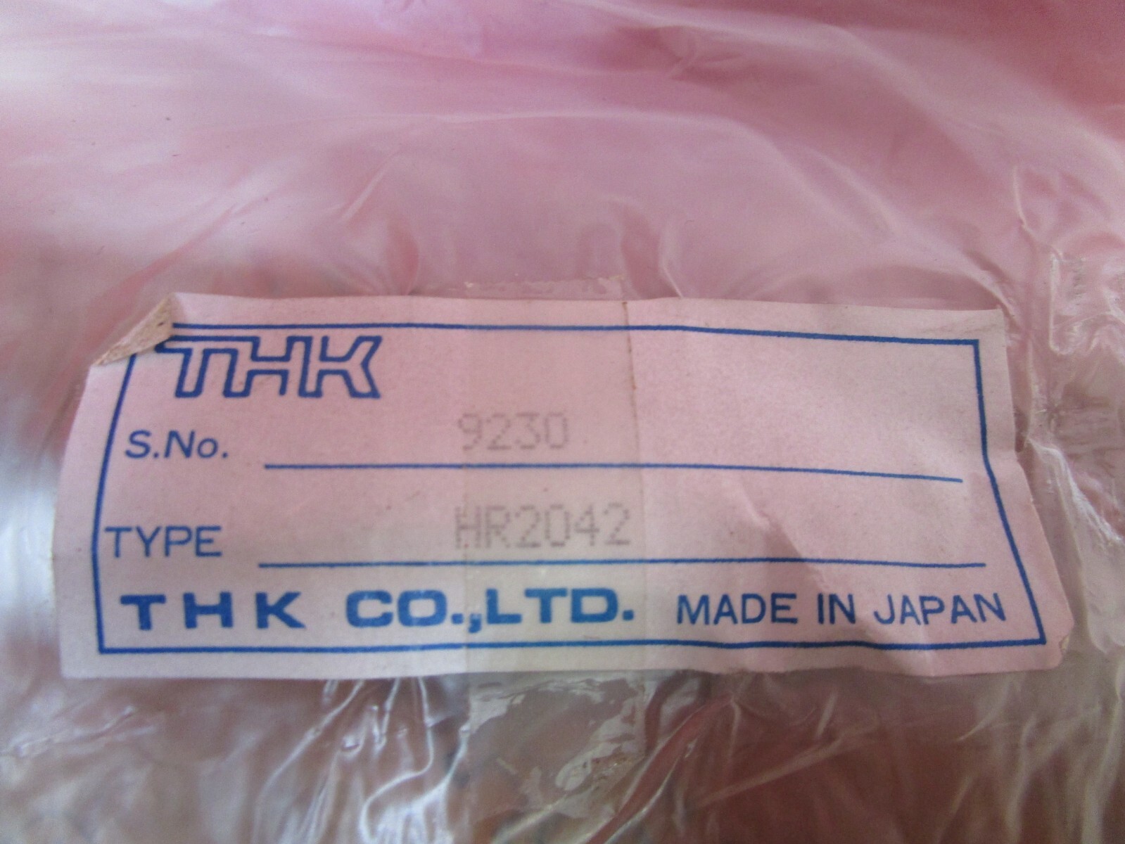THK HR2042, HR SET, Includes One HR2042 Caged Ball LM Guide Block with two 670mm