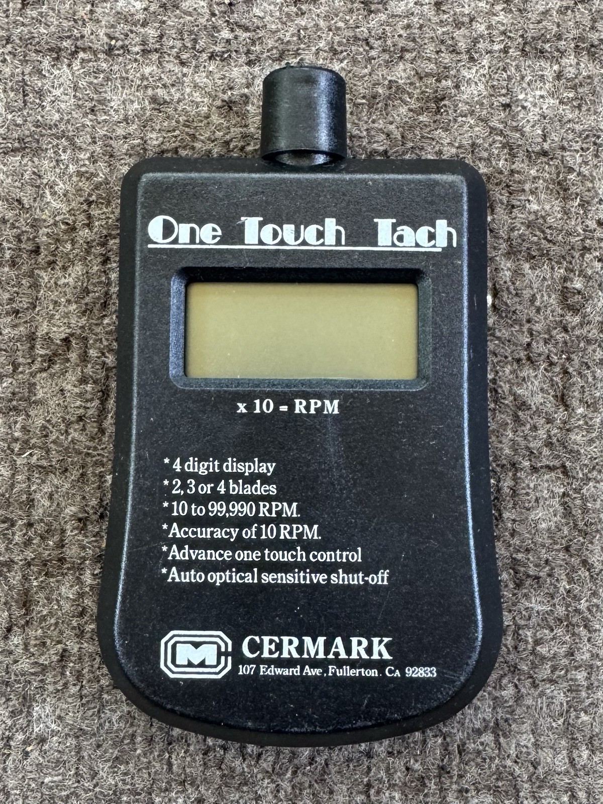 Cermark One Touch Tech Digital Tachometer RPM/Volts Reads 2,3 or 4 Blades