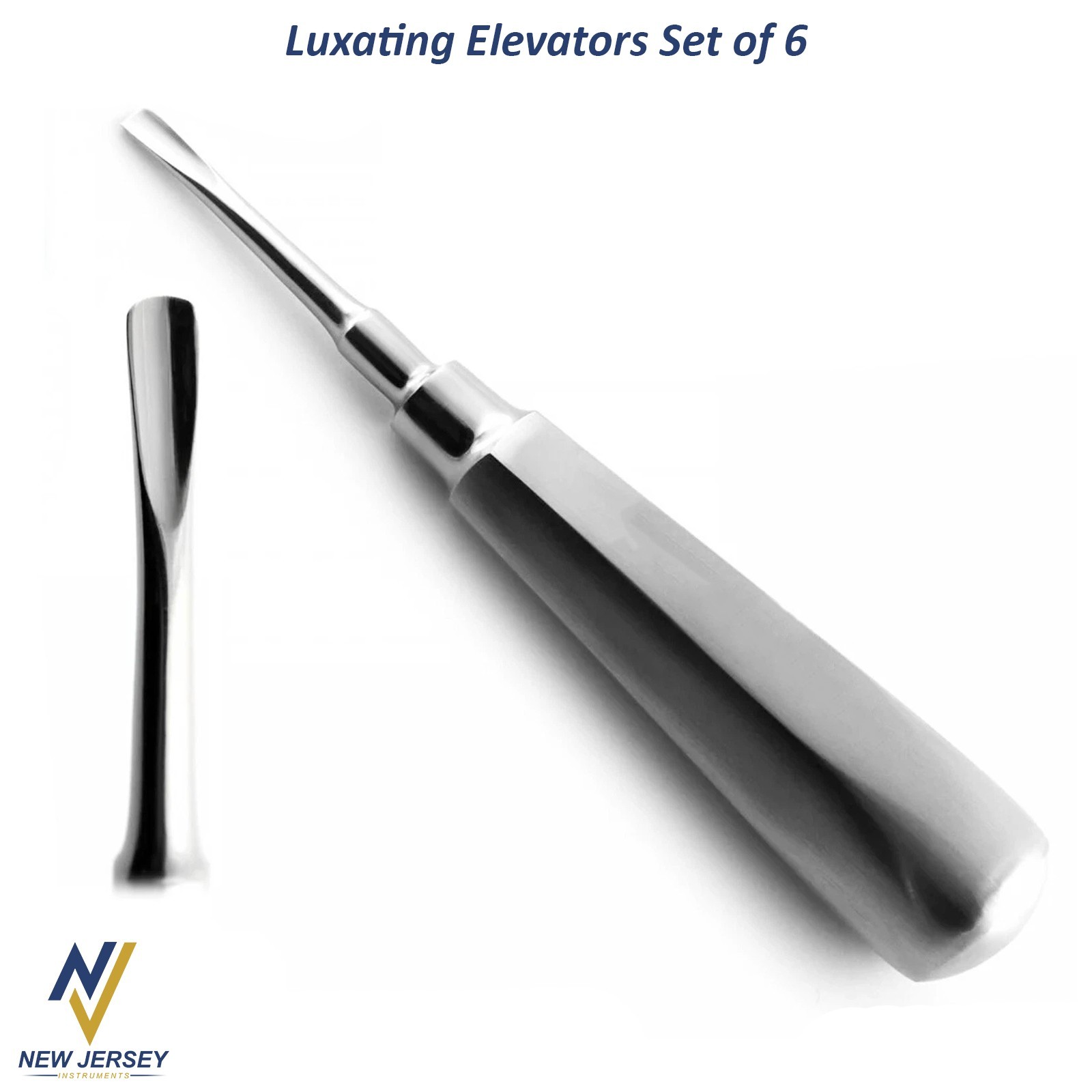 Set Of 6 Dental Luxating Elevators Straight Curved Shank Surgical Extraction Kit