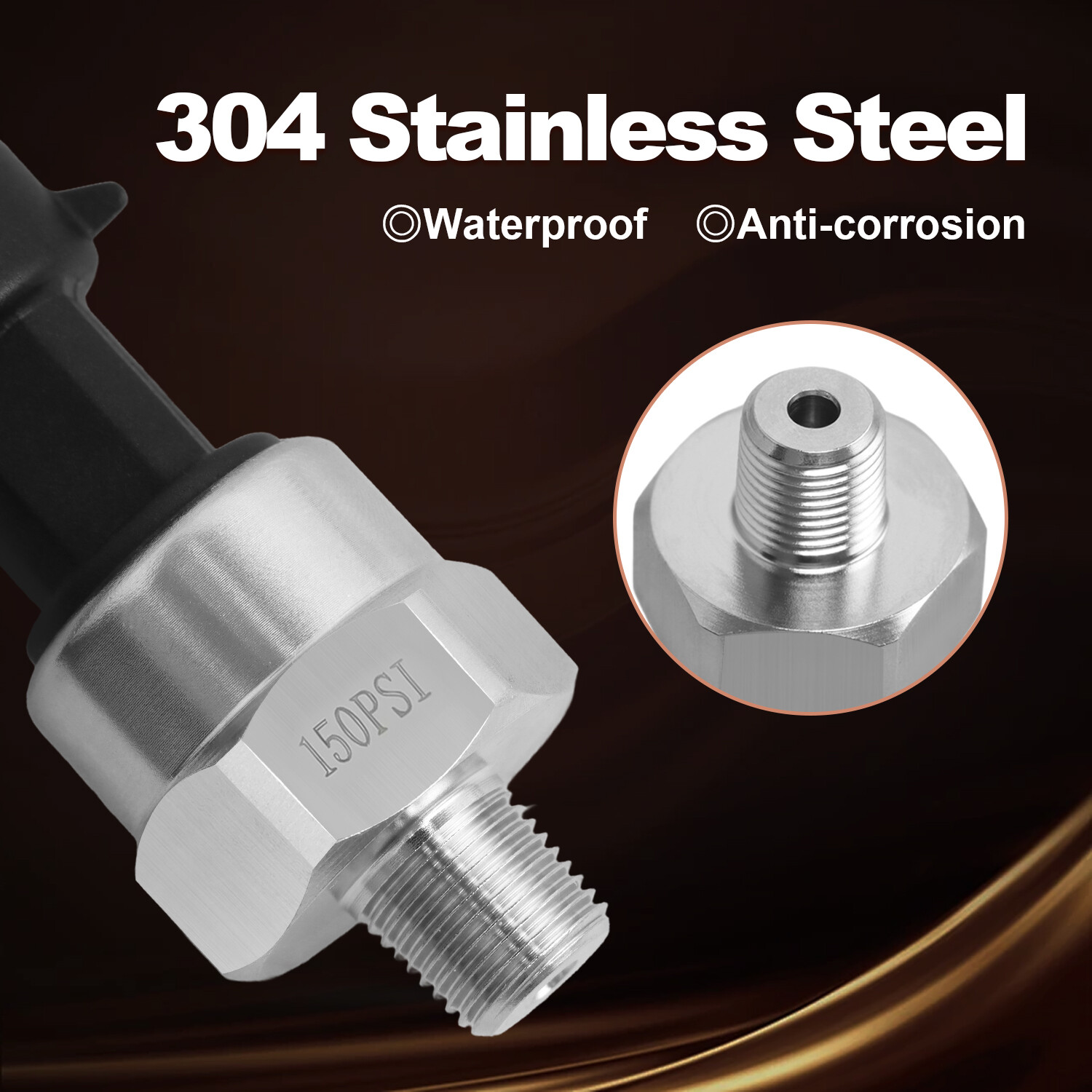 150 PSI Stainless Steel Thread Pressure Transmitter Sensor for Gas Oil