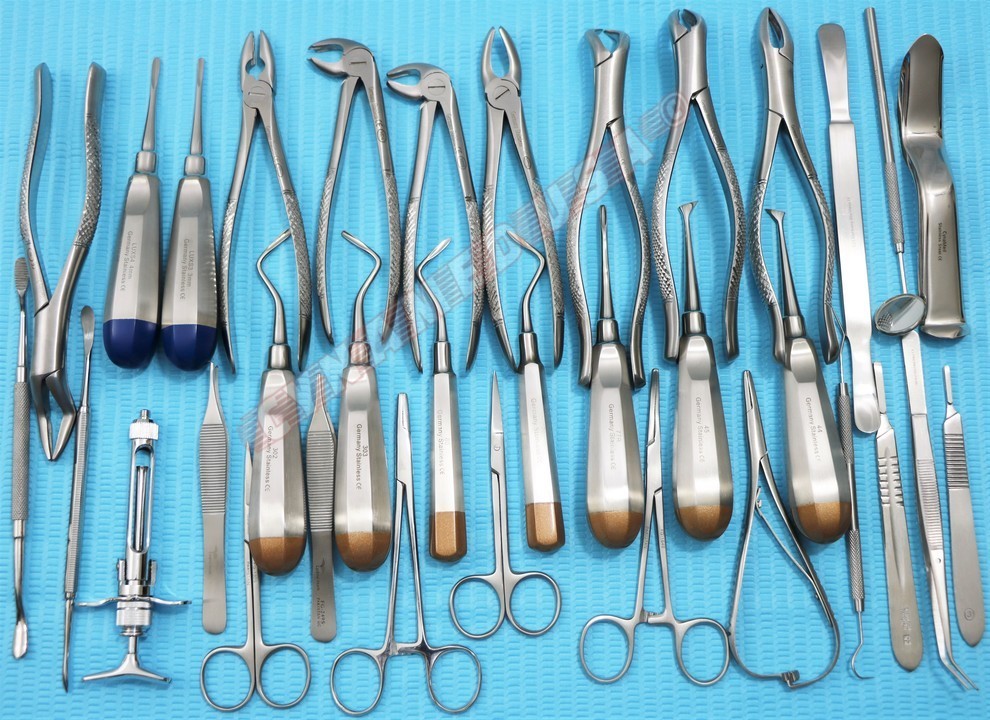 GERMAN 74 PC ORAL DENTAL SURGERY EXTRACTING ELEVATORS FORCEPS INSTRUMENT KIT SET