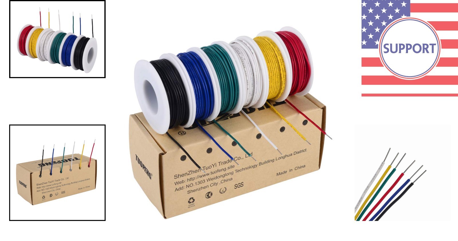 Durable 22 AWG Solid Core Wire: 6 Colors, 30ft Spools – Easy Handling for DIY