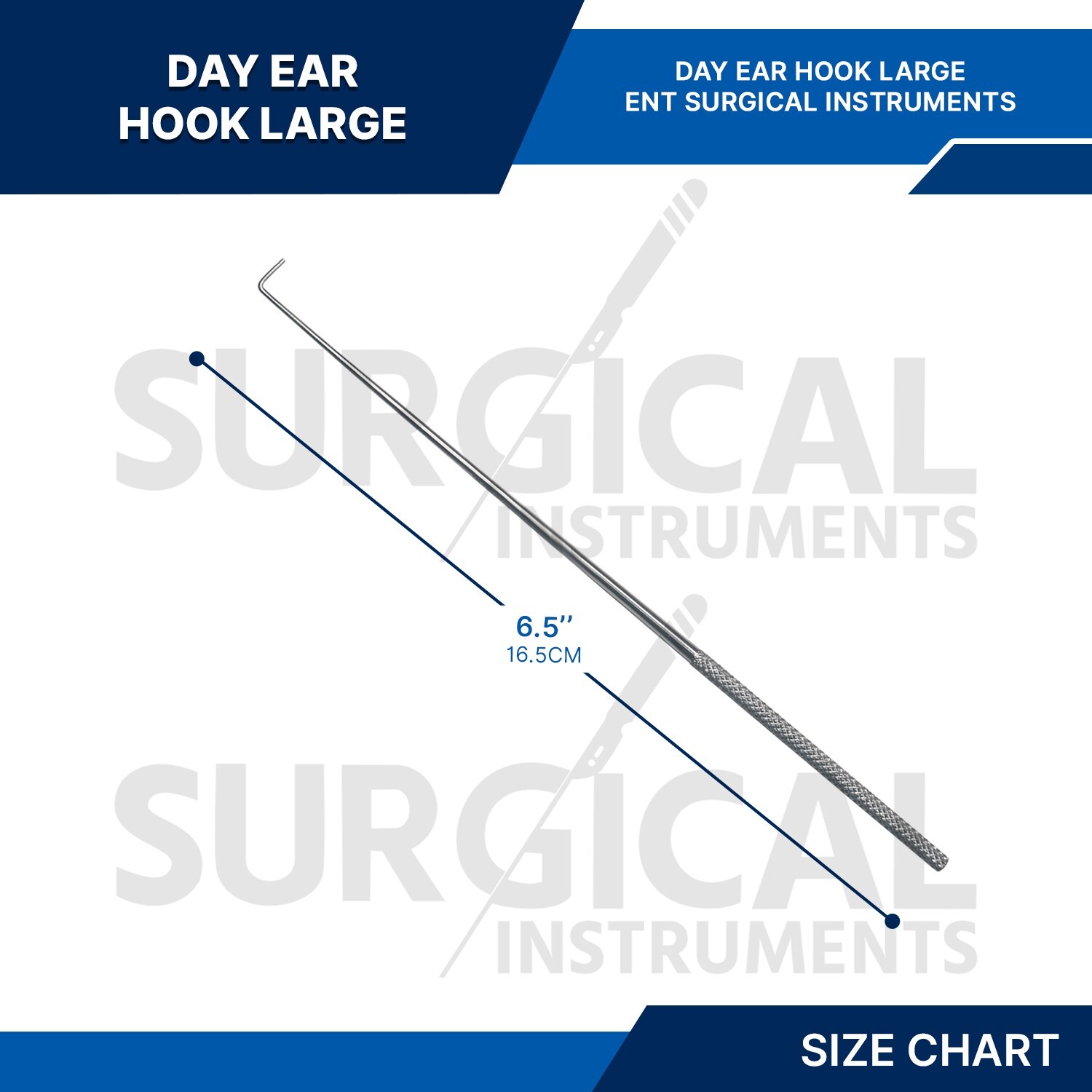 12 Pcs Day Ear Hook 6.5″ Large 2 MM ENT Surgical Instruments German Grade