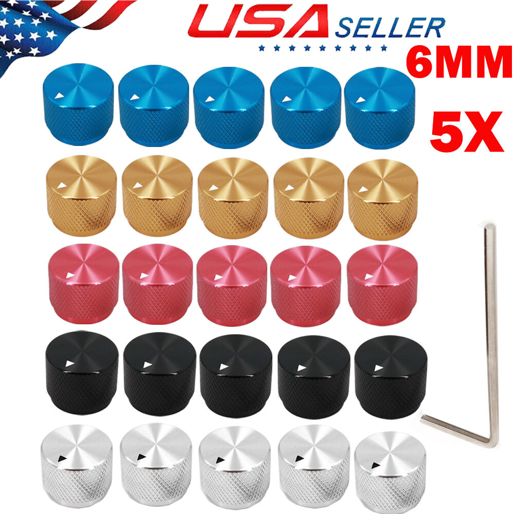 5x Solid Aluminum 20mm*15.5mm Audio Rotary Control 6mm Dia Potentiometer Knobs