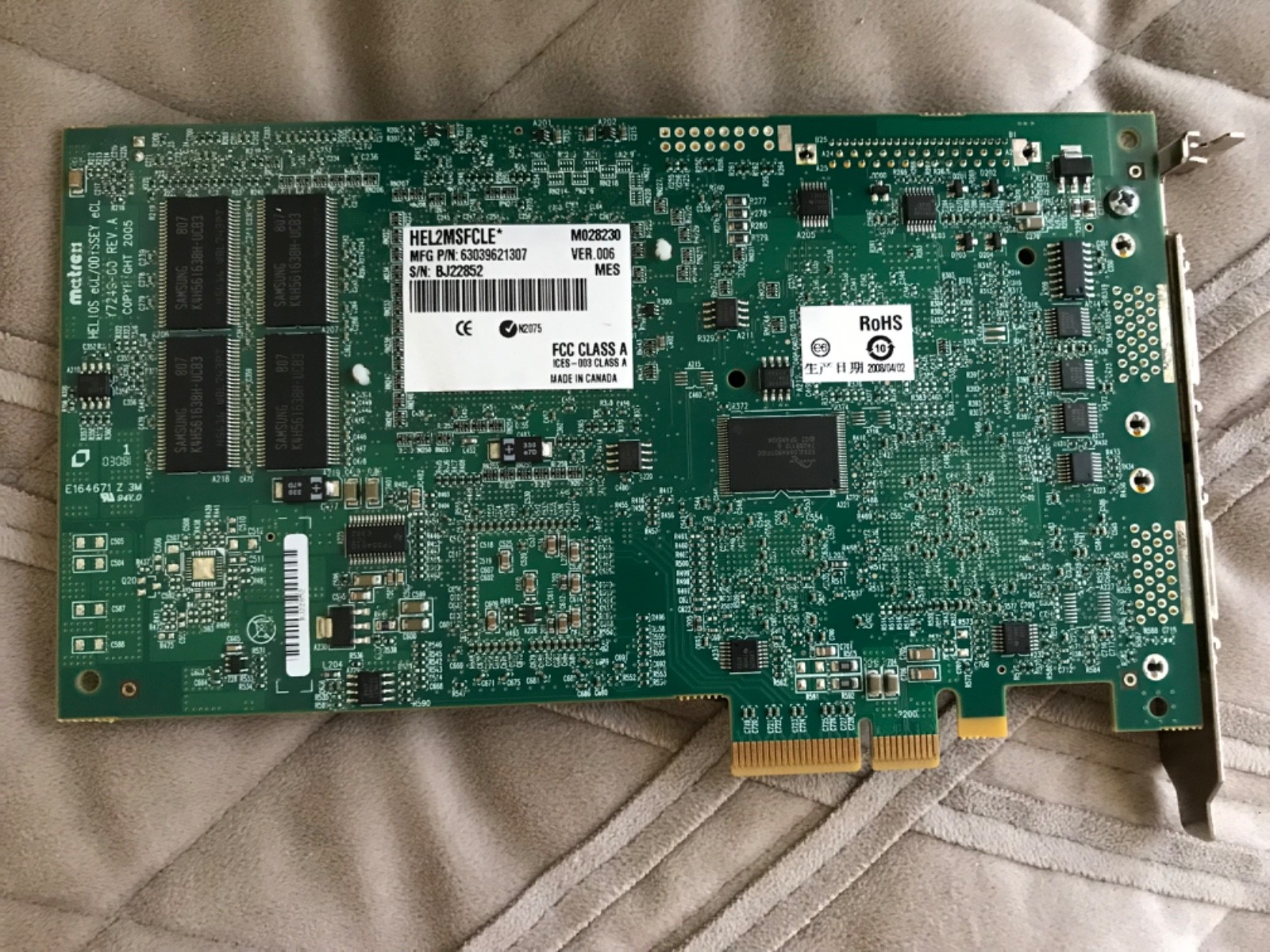 Matrox Odyssey HEL2MSFCLE Y7249-00 Imaging Card