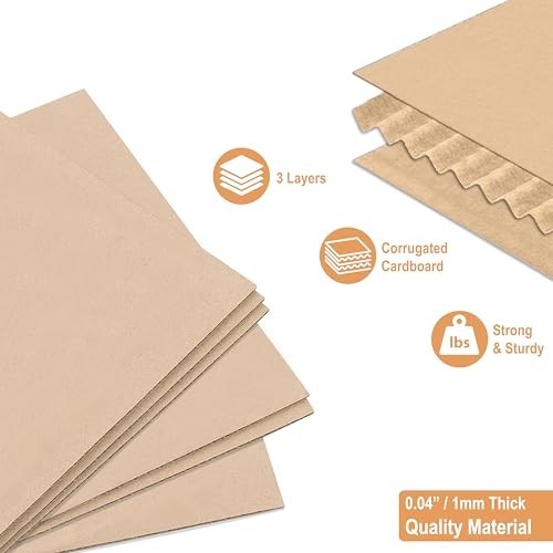 Durable 8×10 Corrugated Cardboard Sheets – 100 Pack, Eco-Friendly, Versatile for