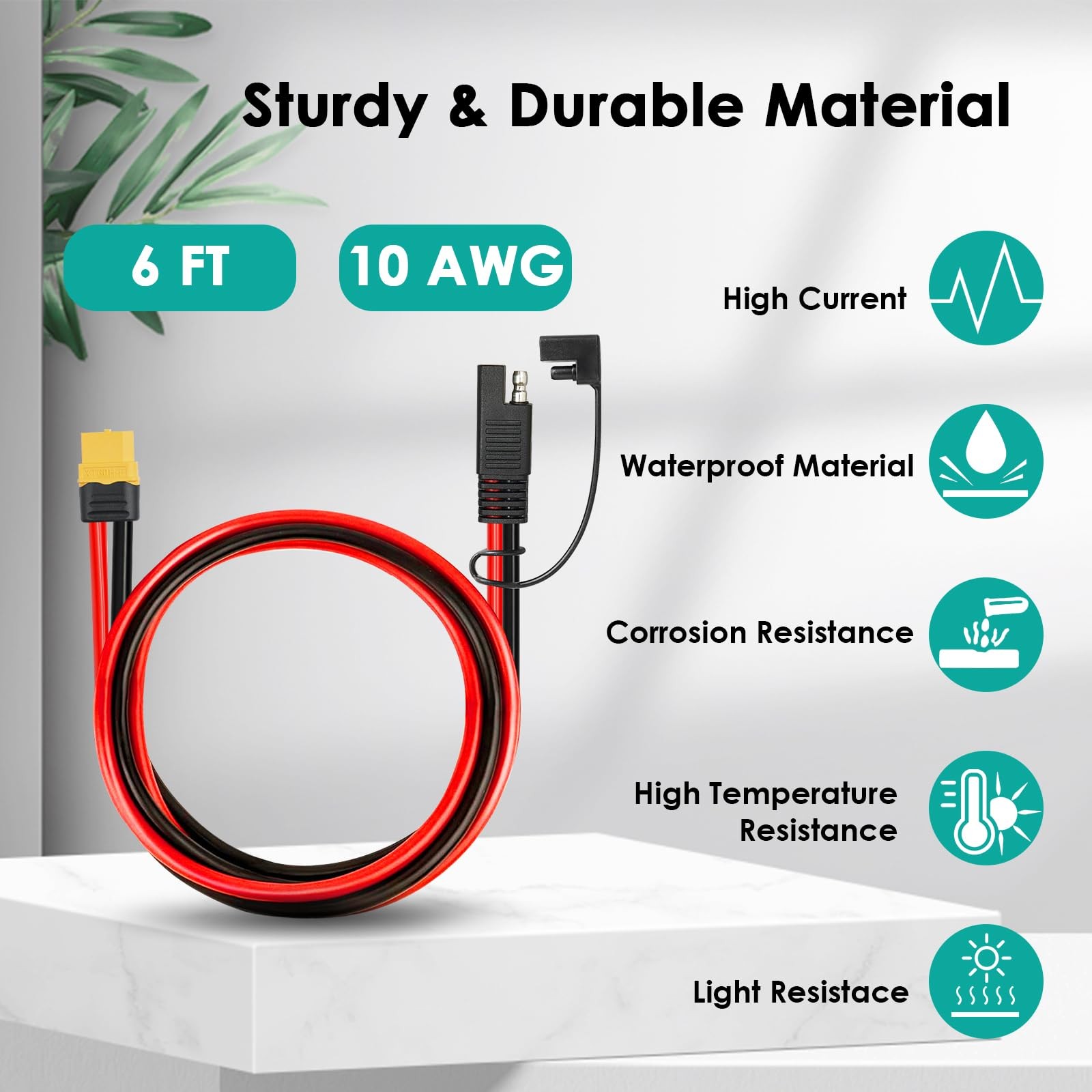 6FT XT60 Female to SAE Cable with SAE Polarity Reverse Adapter for Portable P