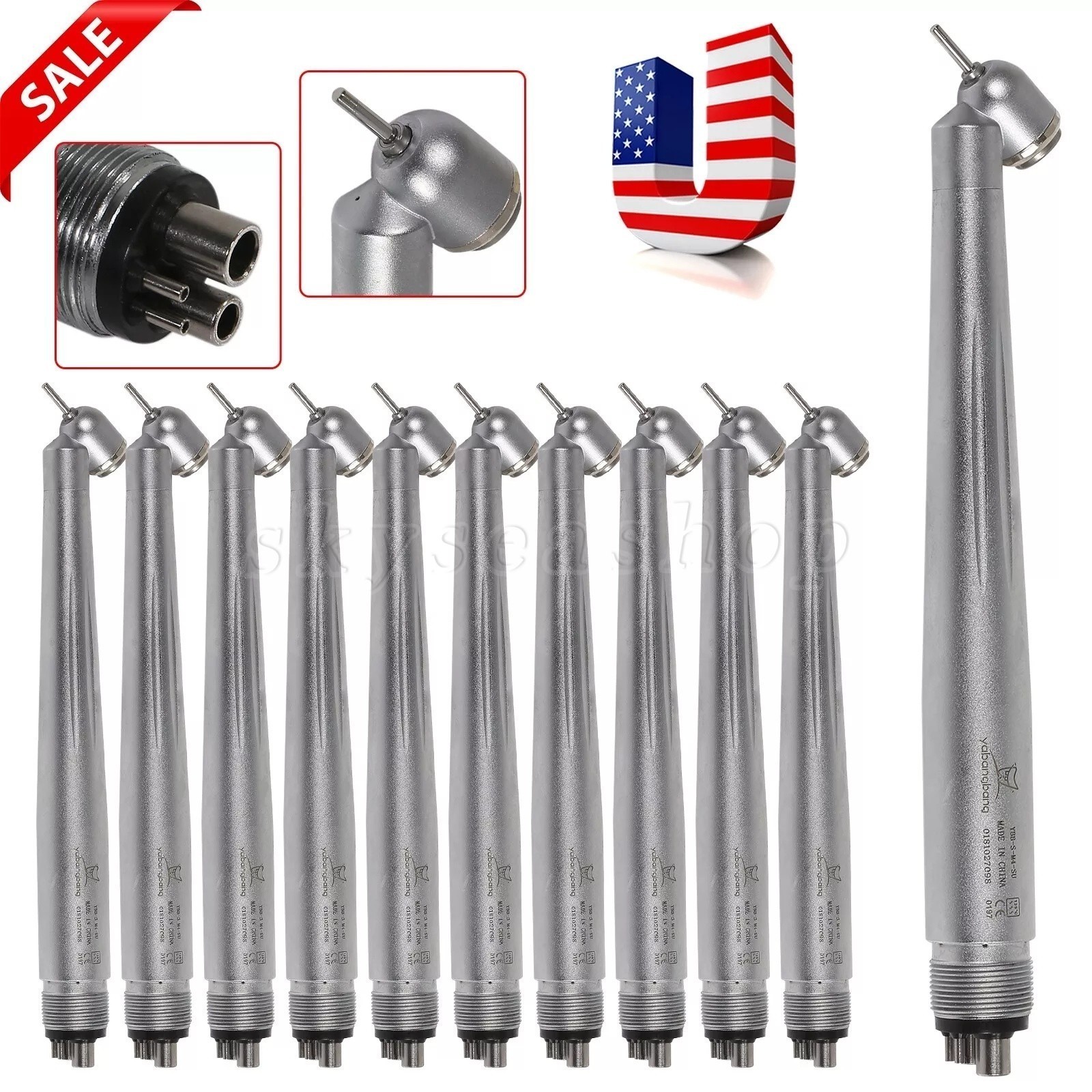 1-10 Dental Surgical Fast Handpiece 4 Hole Midwest 45 Degree Angle Rear Exhaust
