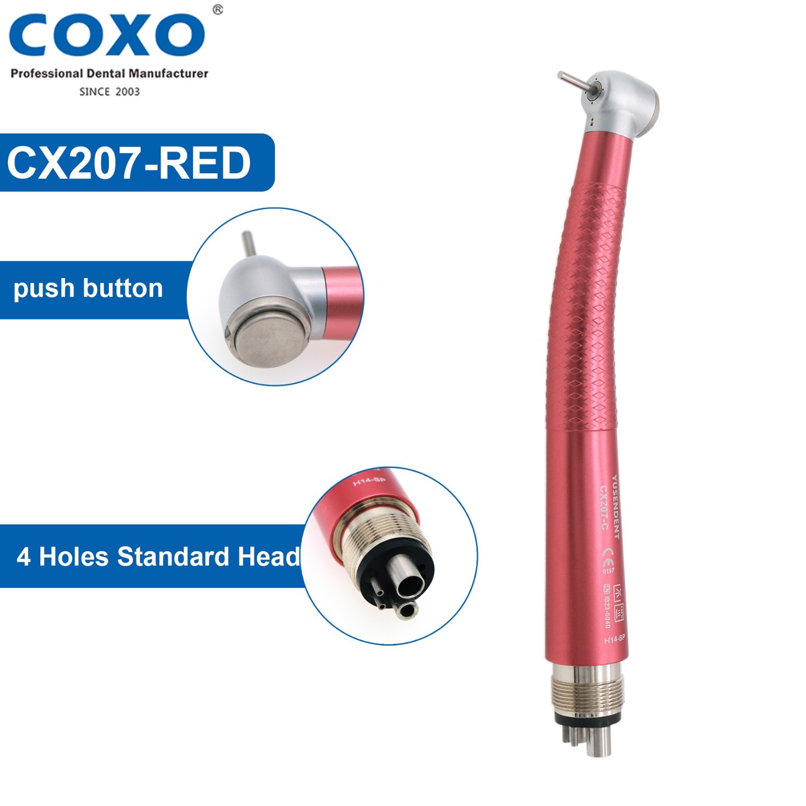 US COXO CX207-C High Speed Air Turbine Handpiece 4 Hole Colorful Anti-retraction