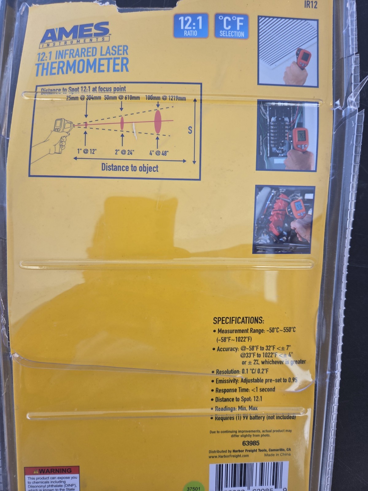 Ames Instruments 12:1 Infrared Laser Thermometer IR12 Model 63985 Open Box