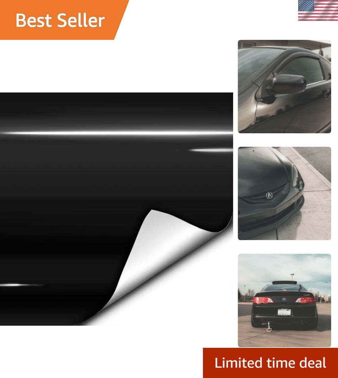 Gloss Black Adhesive Vinyl Film 1ft x 5ft – Ultimate DIY Vehicle Upgrade