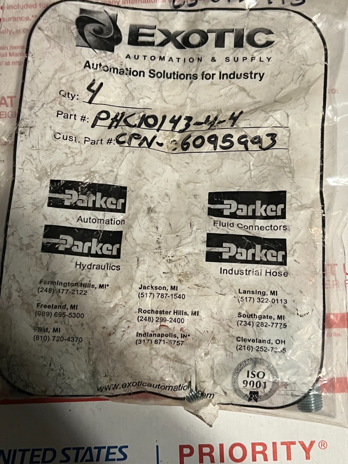 parker phc10143-4-4 nos surplus bag of 4