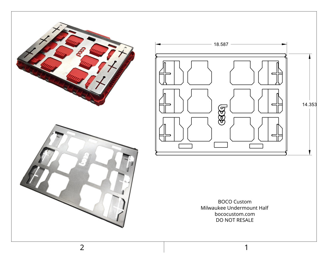 Milwaukee Packout Mount for Full Width toolboxes, Hidden Fasteners, Light Weight