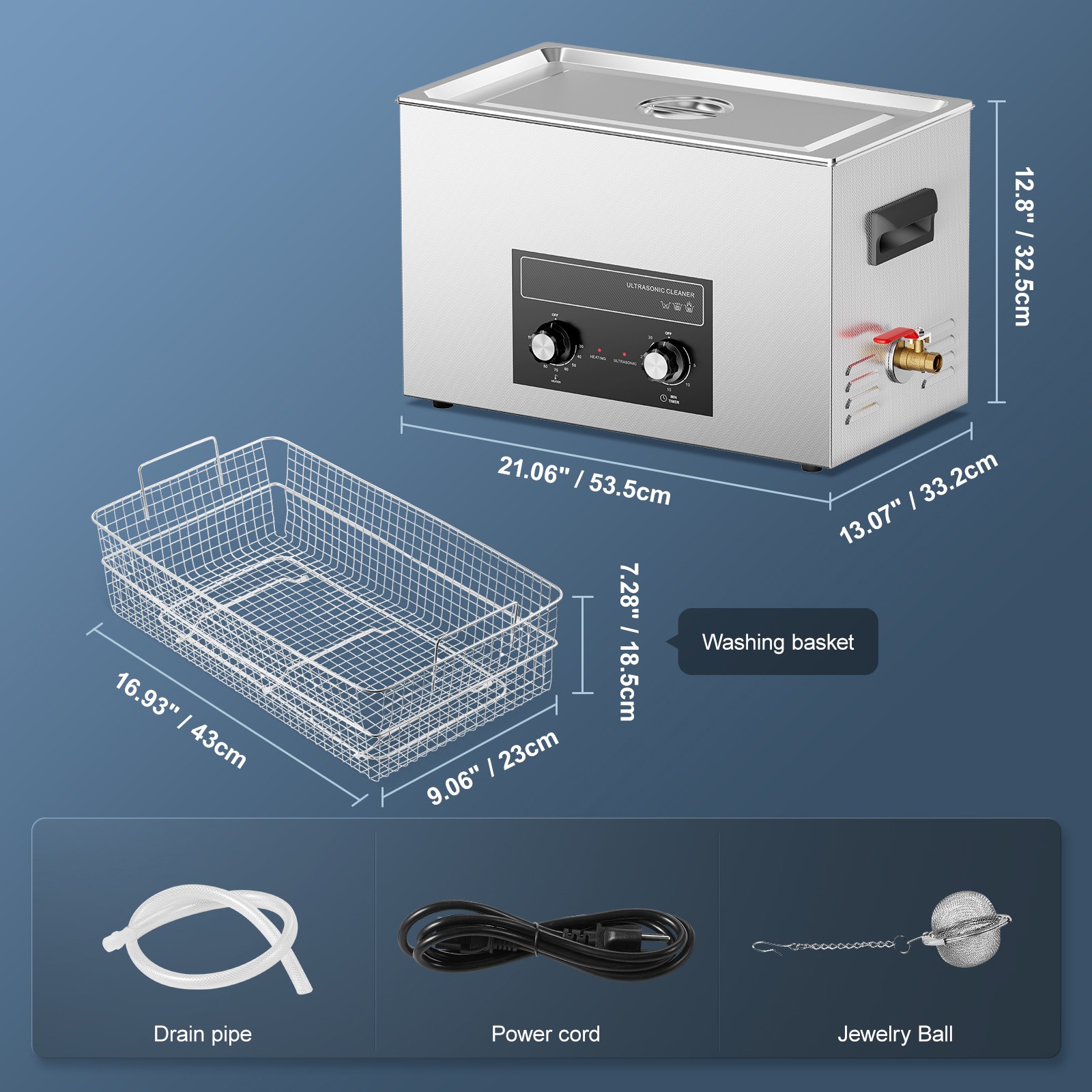 Uimoso 30L Ultrasonic Cleaner with Heater Timer & Basket Digital Sonic Machine