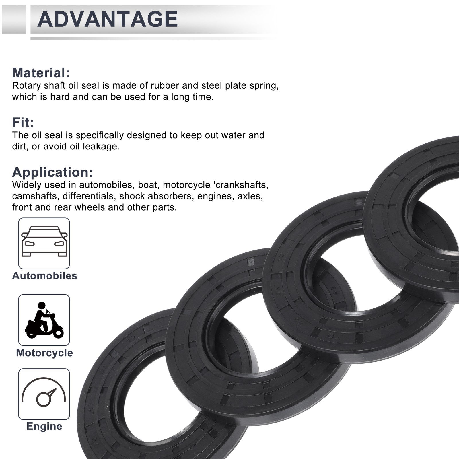 Oil Seal Seal Ring Rotary Shaft Seal NBR Rubber 45x85x10mm Black 5 Pcs