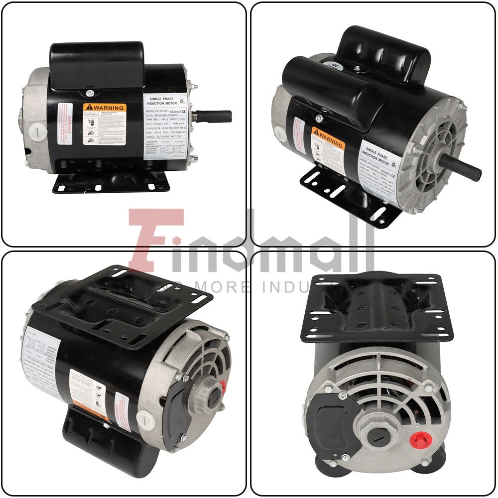 3450 RPM 3 HP SPL Electric Motor Compressor Duty 56 Frame 1 Phase 115/230 Volts