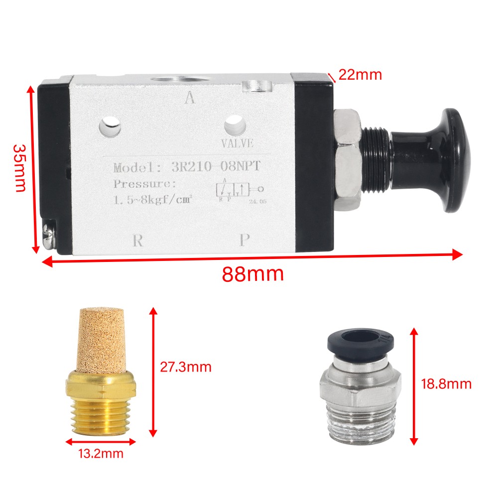 3 Way 2 Position Air Hand Lever Valve 1/4 NPT Pneumatic Manual Control