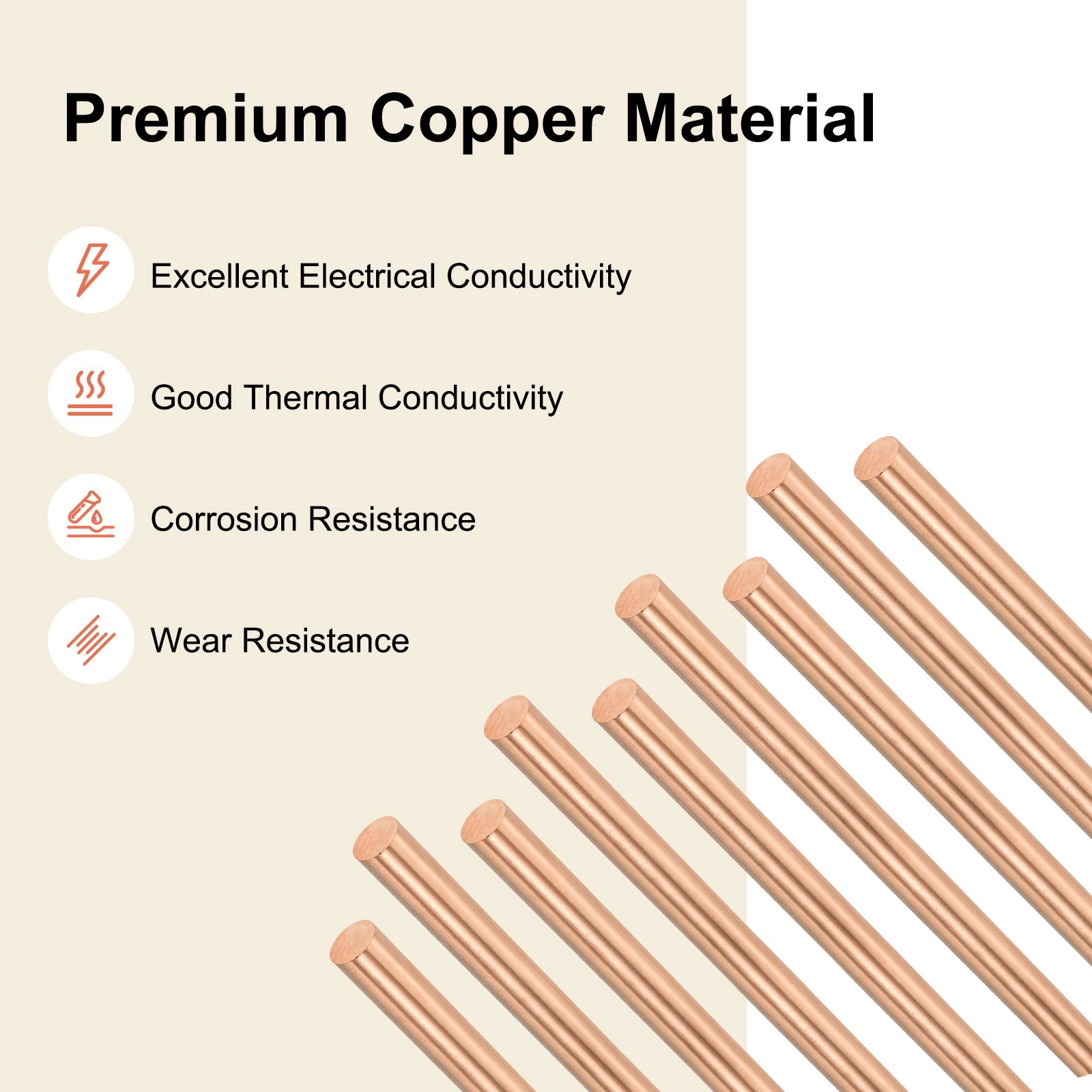 2-Pack Copper Round Rod 4mm x 250mm T2 Copper Stock
