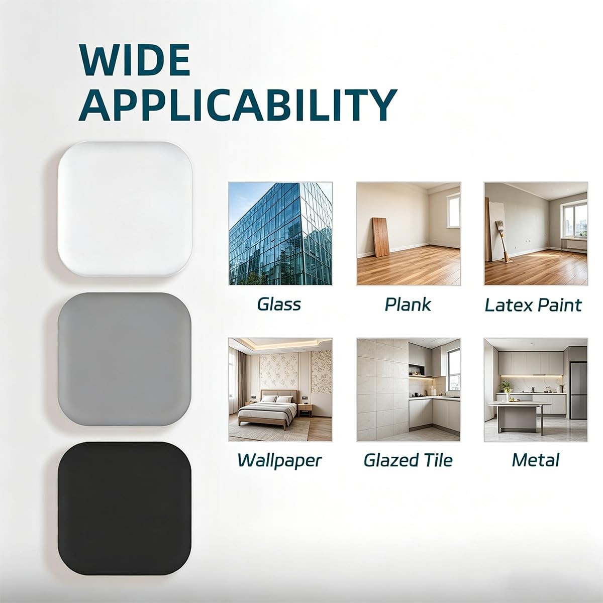 6 Pcs White Silicone Door Stoppers Wall Protectors 1.77 Inch Square