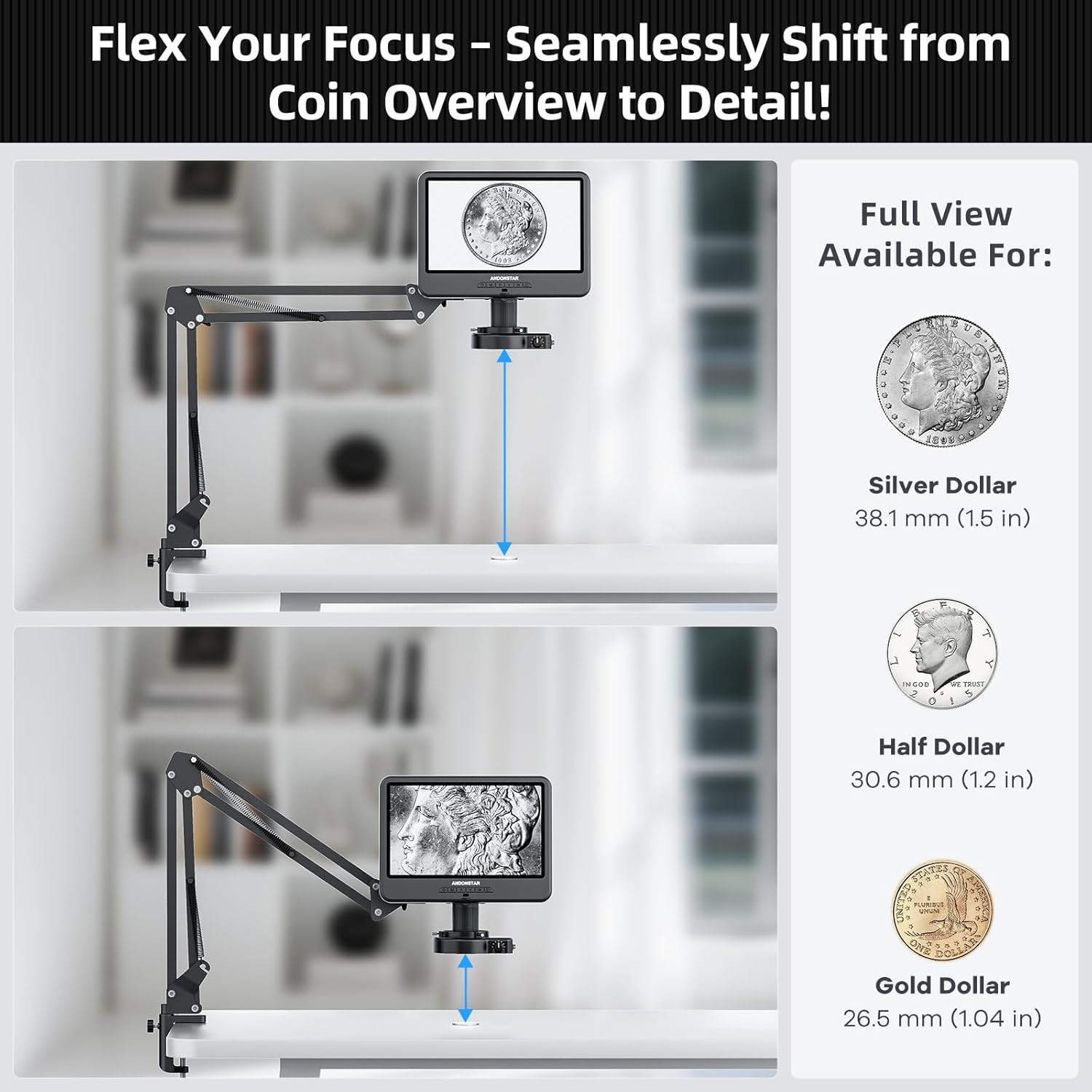 AD109 Digital Microscope with 10.1″ Screen for Soldering Repair | Flexible Boom