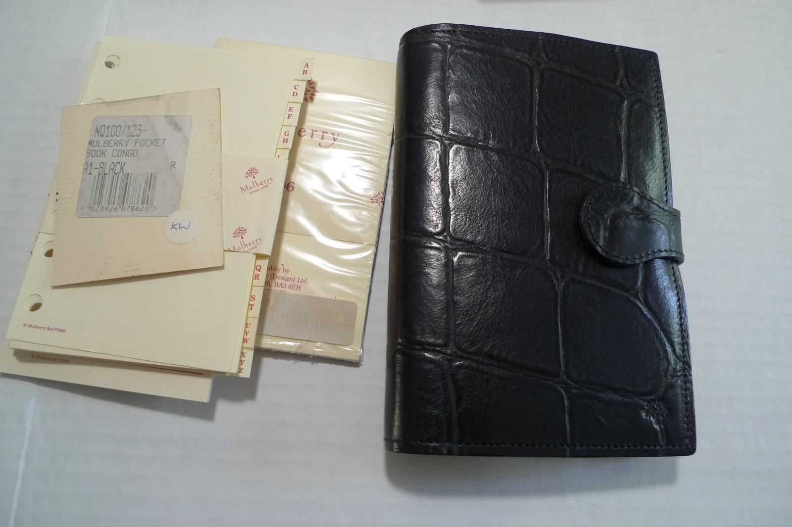 MULBERRY – POCKET BOOK AGENDA – MADE @ UK – BLACK CONGO LEATHER – NEW OLD STOCK