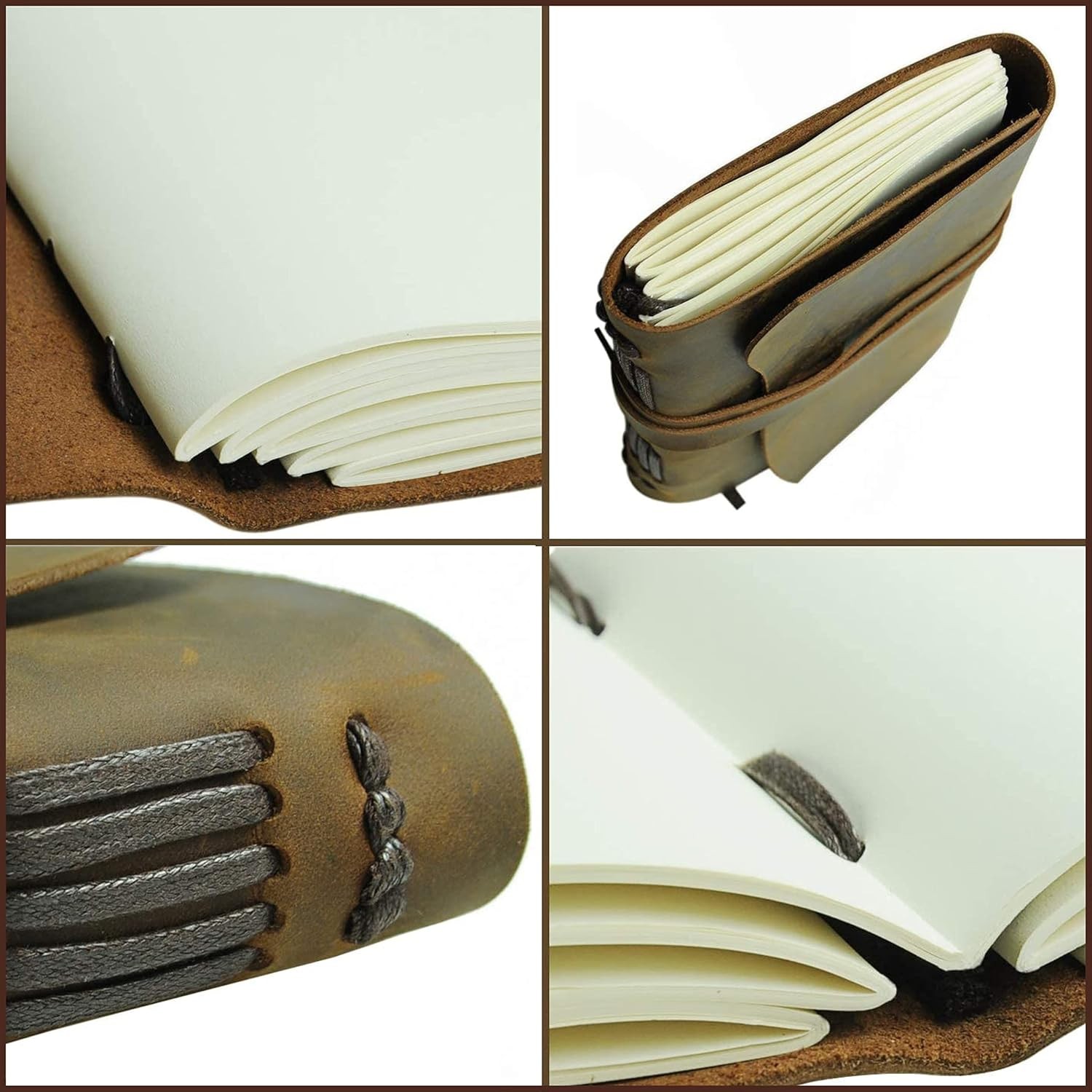 Leather Bound Journal for Men and Women, Handmade Set with Genuine Leather