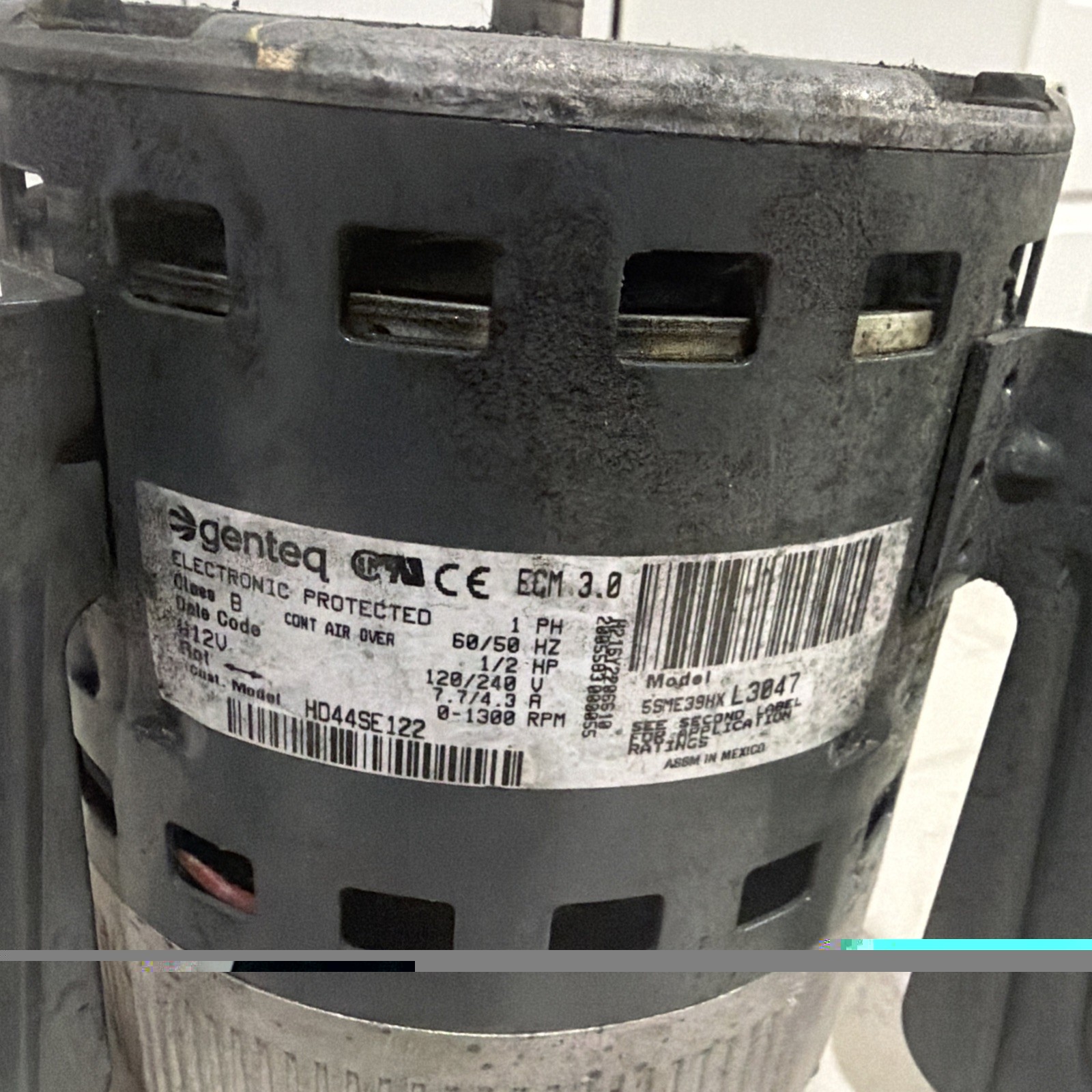 GENTEQ ECM 3.0 HD44SE122 Blower Motor 5SME39HXL3020 1/2HP 120-240V 0-1300RPM CCW