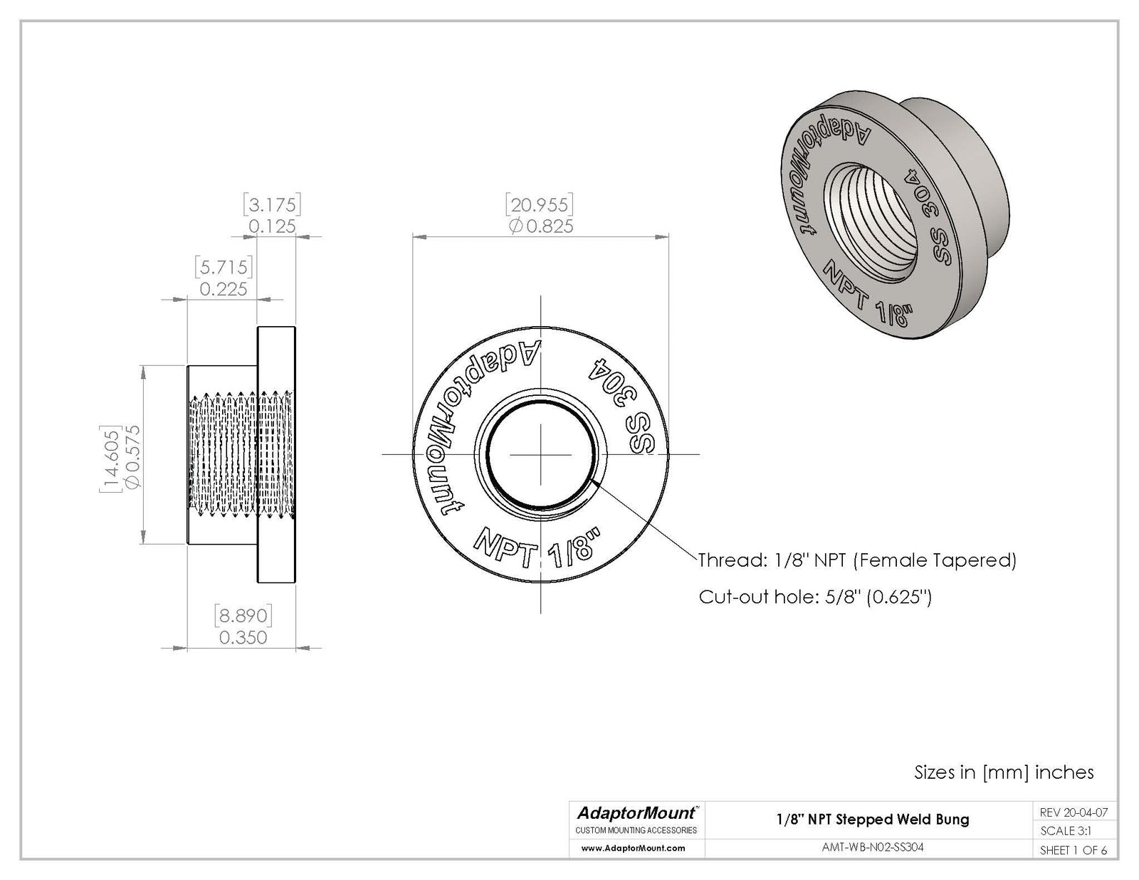 WB-N02 Weld Bung (NPT 1/8″)