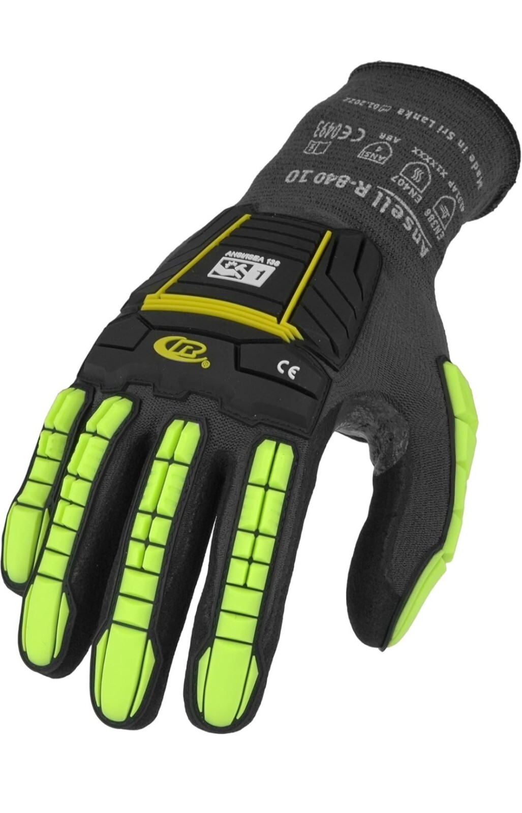 Ansell Ringers® Nitrile Half-Dipped Anti-Impact Gloves R-840 Size 8 Lot of 3