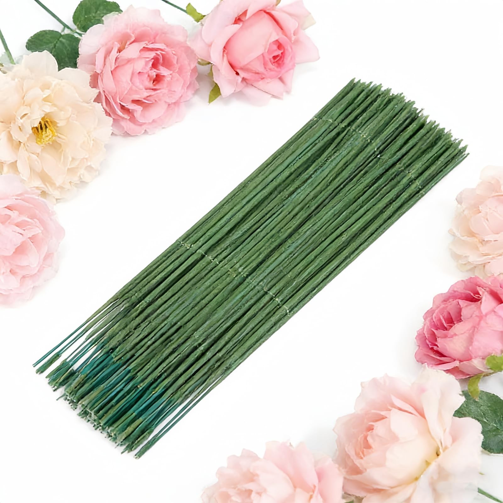 Green Flexible Craft Wire 100 Counts 14 Gauge (2mm) Floral Stem Wire with Unc…