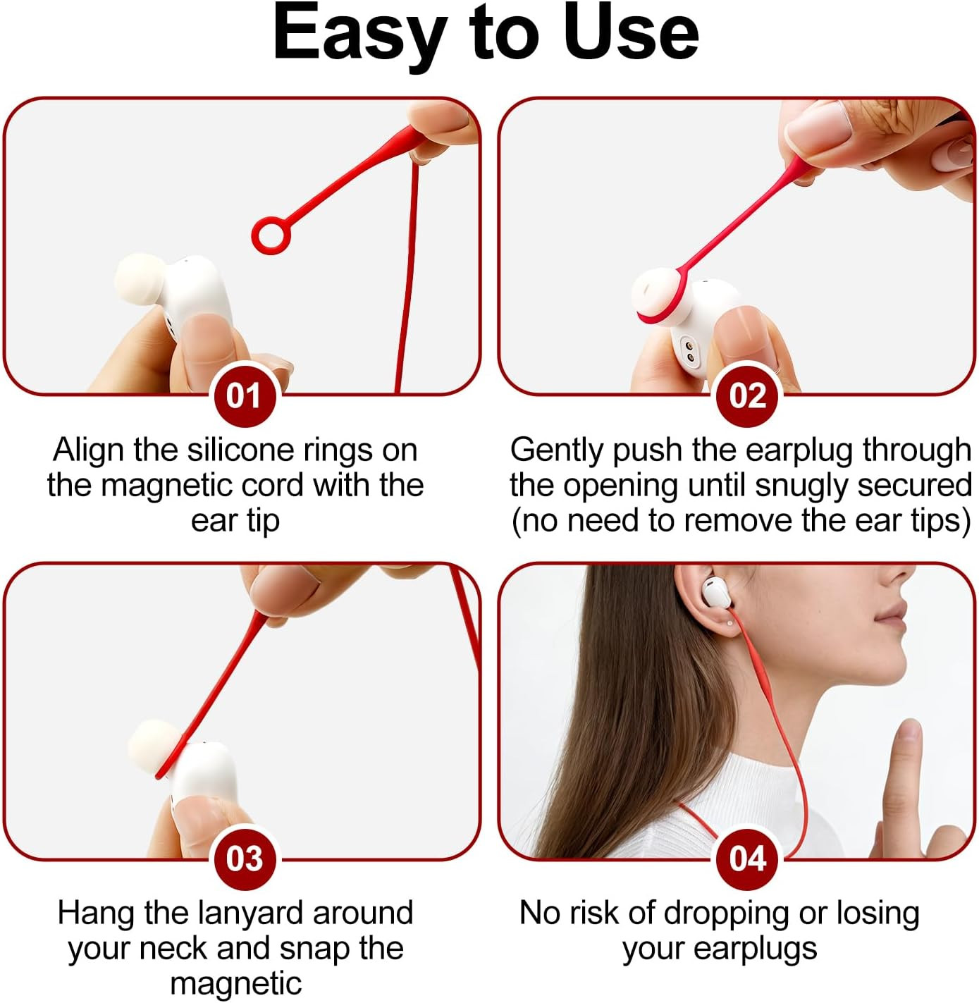 Magnetic Earplug Lanyard, Anti-Loss Earplug Cord Compatible with Loop Earplugs,