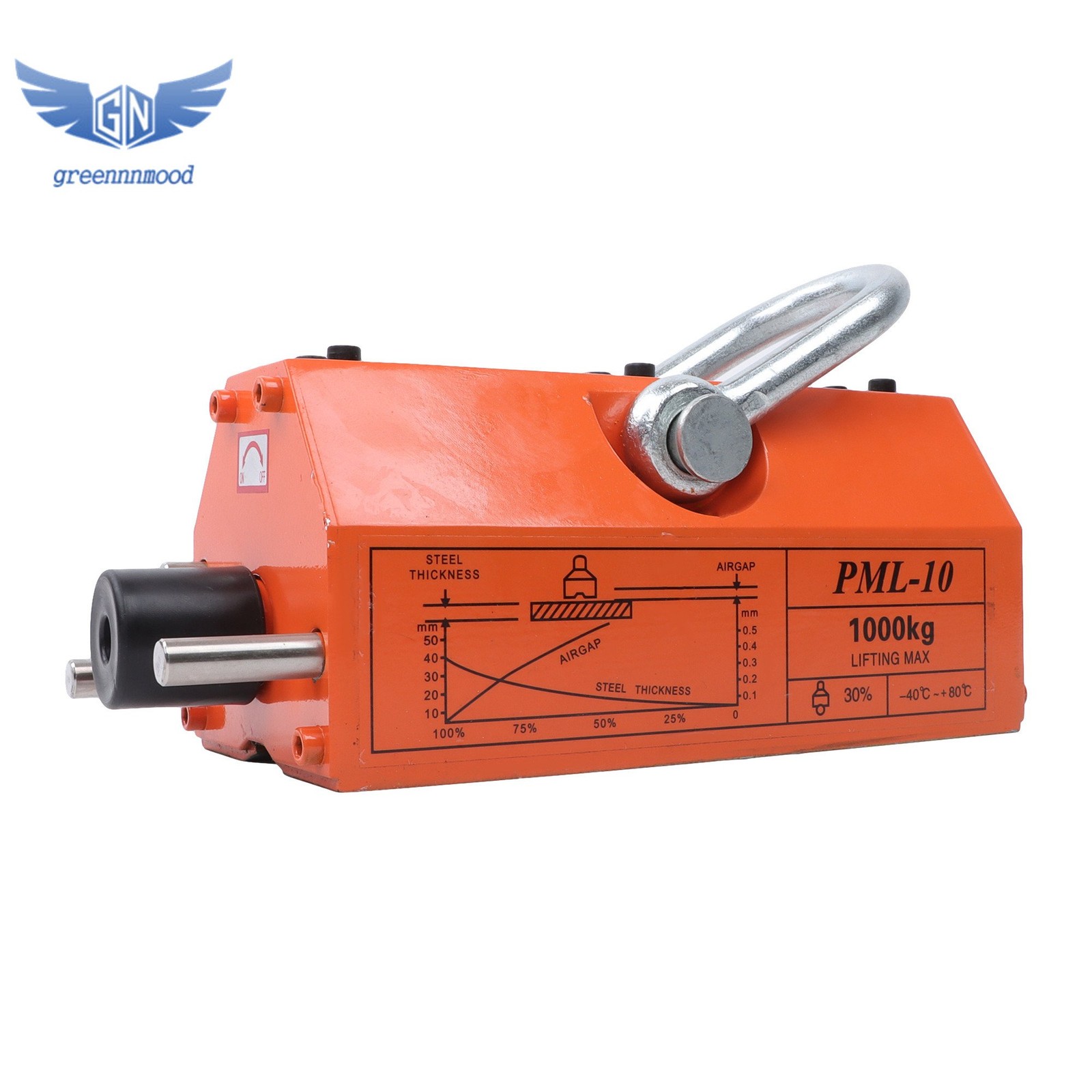 Magnetic Lifter Lifting Magnet Hoist 2200 lbs/1000 kg 2 Safety Factor Orange