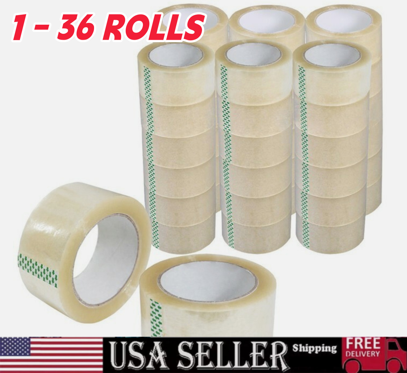 1-36 Rolls Shipping Packaging Box Packing Sealing Tape 1.8 mil 2″ x 110 Yard