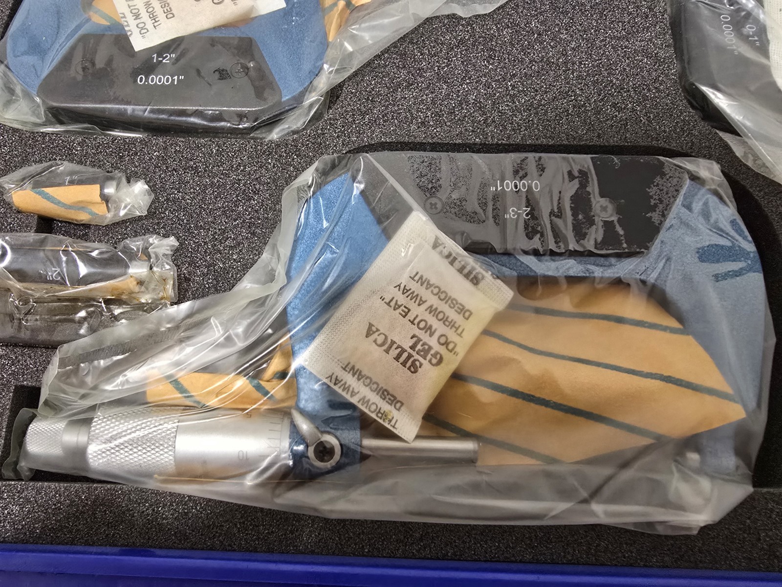 New 0″-3″ /0.0001″ Outside Micrometer Set Precision Tips In Blue Plastic Case