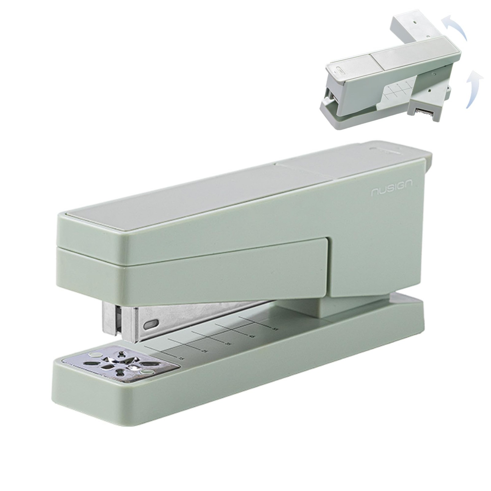 Swing-Arm Desktop Stapler, 360° Rotating Base, 25-Sheet Capacity, Fits 24/6