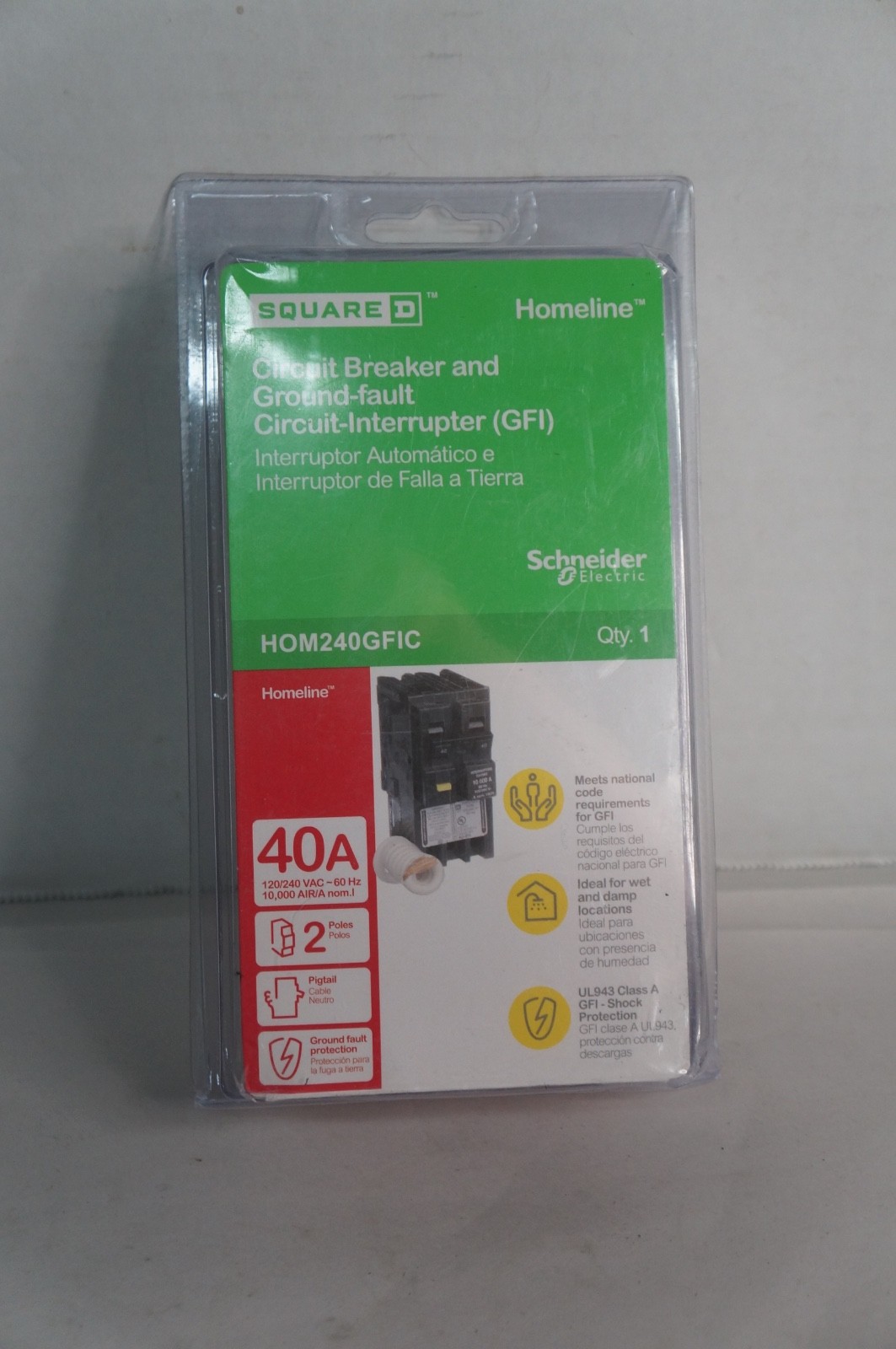 Square D HOM240GFIC Circuit Breaker & Ground- Fault Interrupter