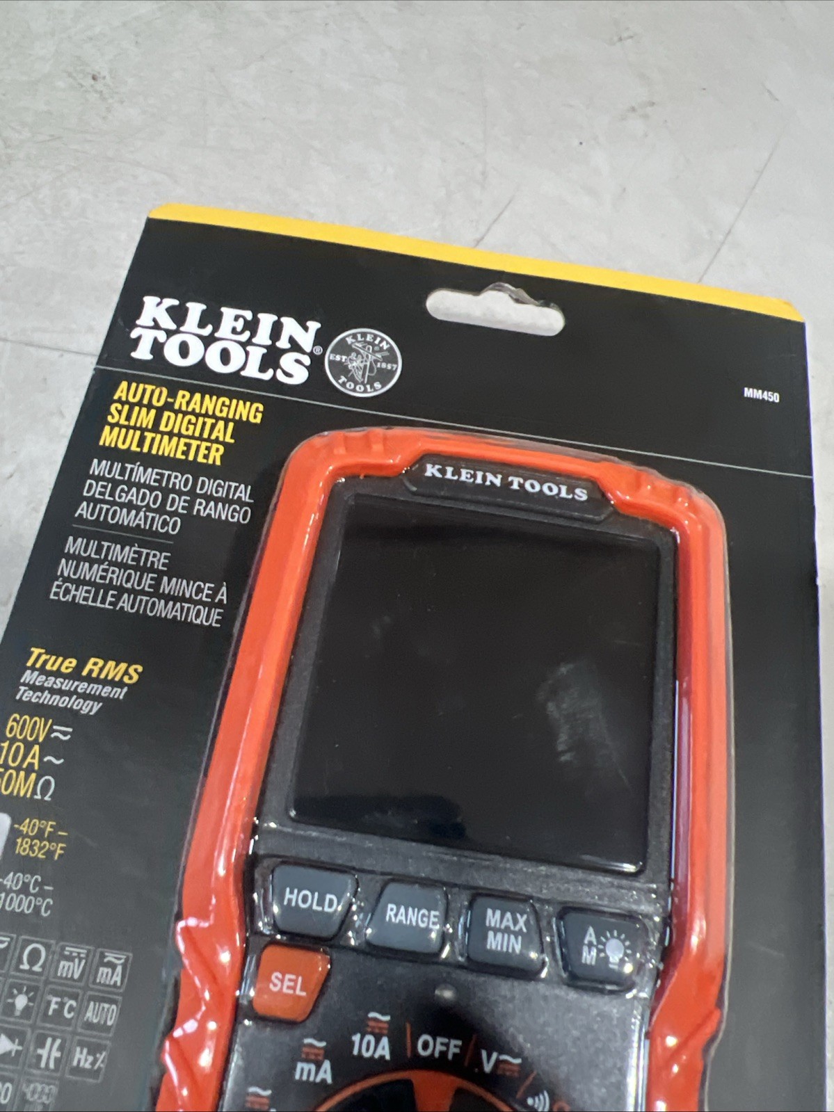 KLEIN TOOLS MM450 Slim Digital Multimeter,LCD,1.1″ L,600 V 801GH4