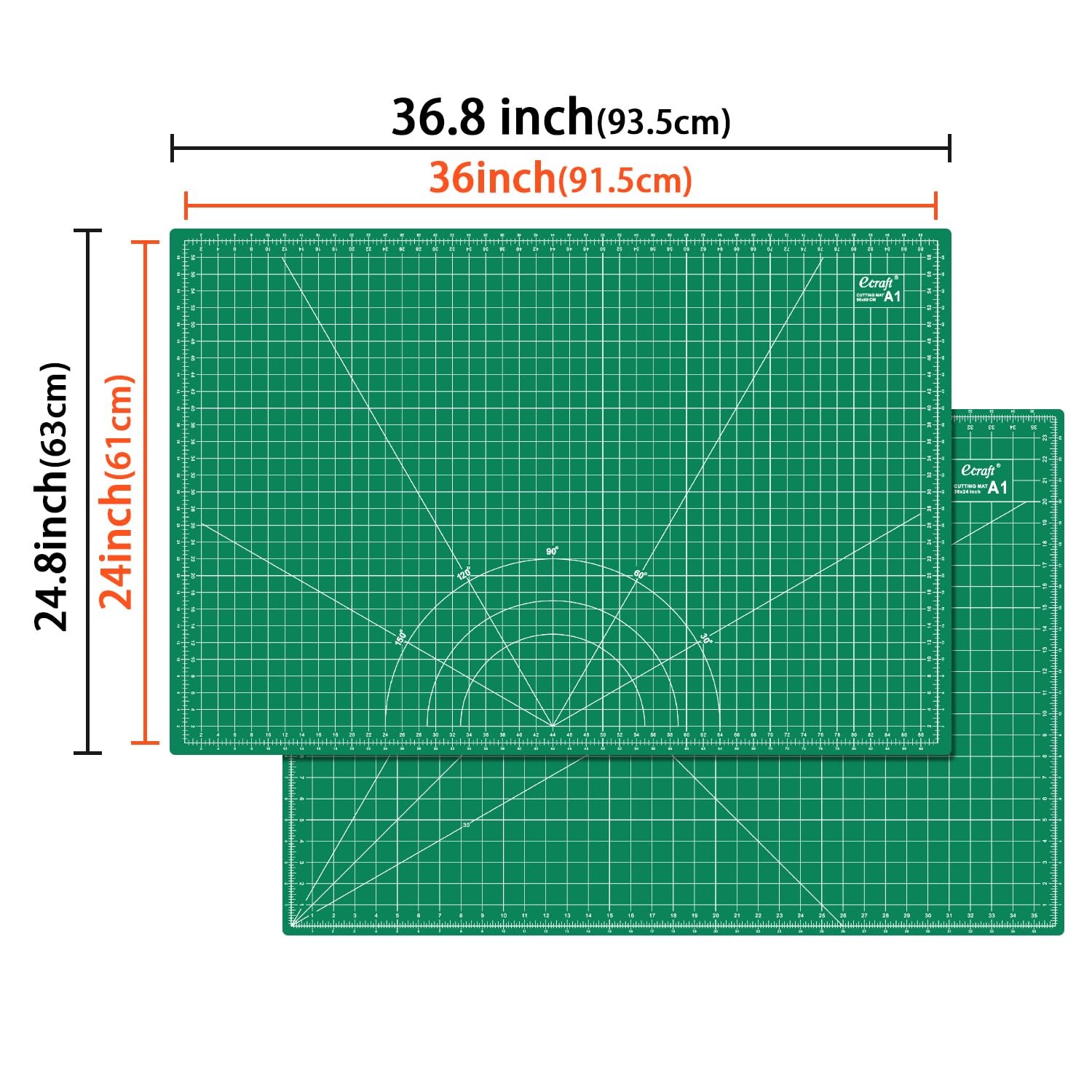Ecraft 24″x36″ Self-Healing Sewing Mat: Large Double Sided 36″L x 24″W, Green