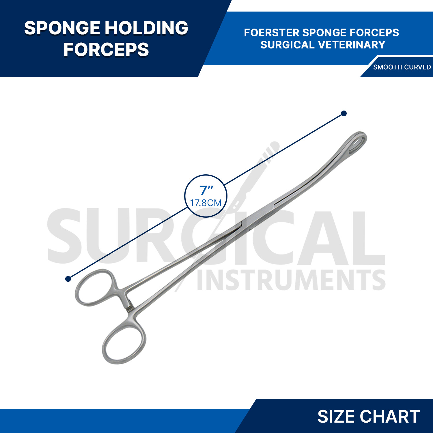 Sponge Forceps Surgical OB/GYN Smooth Jaw 7″ Curved Body Piercing German Grade