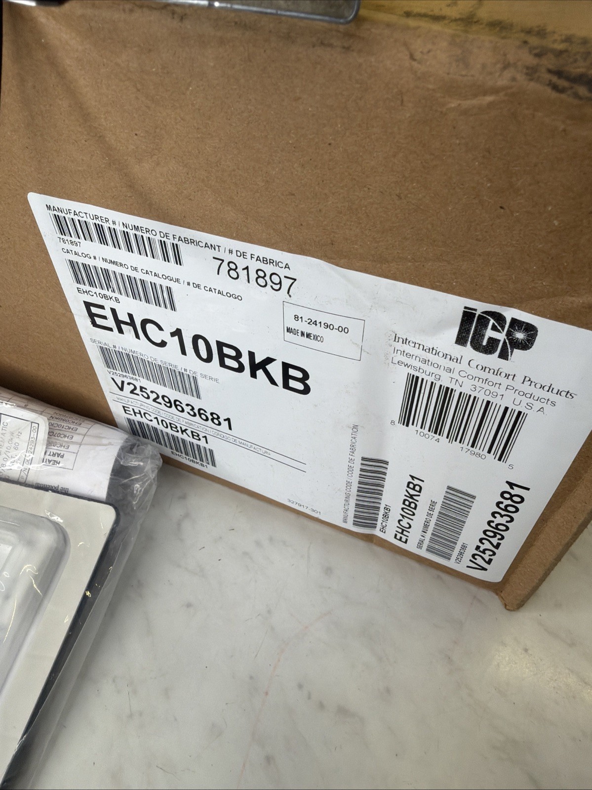 Carrier ICP EHC10BKB Air Handler Electric Heat Kit, 10KW, 230V, 1PH, w/ Breaker