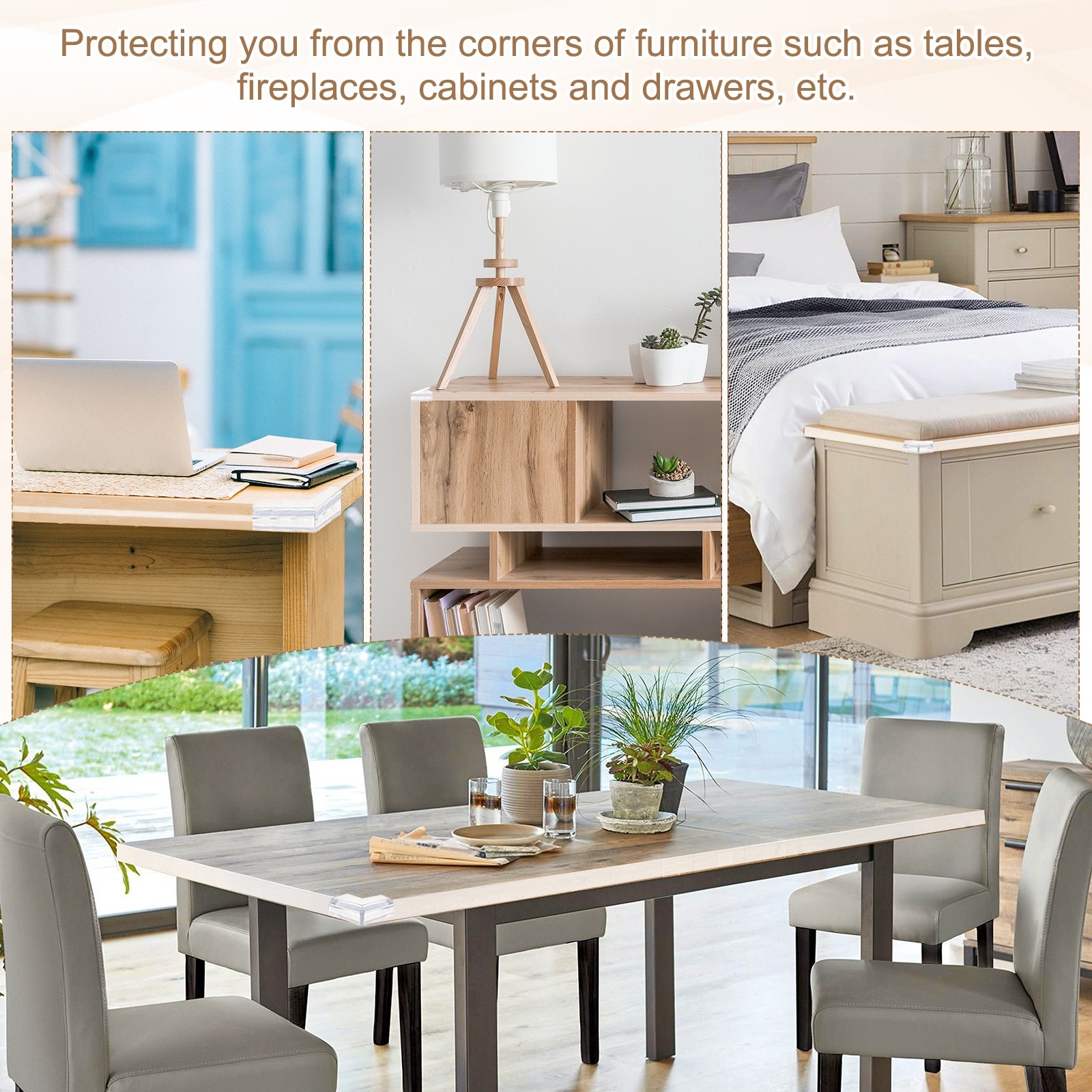 6.6ft (2M) x 0.4″ (10mm) Clear Furniture Corner Guard with 4 Corners Guards