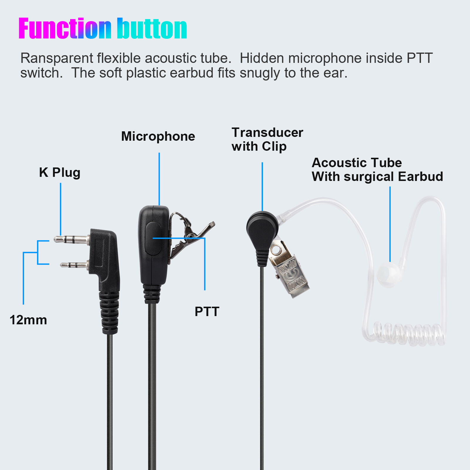 2 Pin Walkie Talkie Earpiece Headset Earphone for BAOFENG/BAOJIE/WEIERWEI Radio